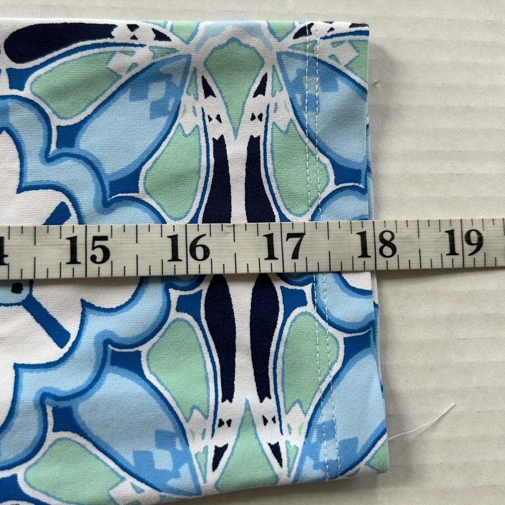 J. Mclaughlin LARGE Catalina Cloth Blue Green Geometric Print 3/4 Sleeve Dress - Picture 10 of 12